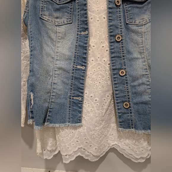 Maurices Blue Denim Vest with Lace Accents - Picture 2 of 6